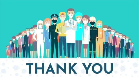 2d animation. Postcard. Thank you for the work. Covid-19, Coronavirus, Pandemic. Stock Footage 146855752