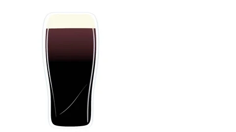 2D animation, pouring a pint of stout into a pint glass. 스톡 동영상 123924094