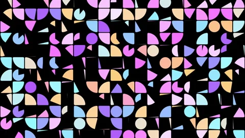 2D animation of quarter circle transitions pattern on black background Stock Footage 258335027