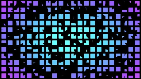 2D animation of radial colorize sqaure shapes transitions pattern Stock Footage 260549357