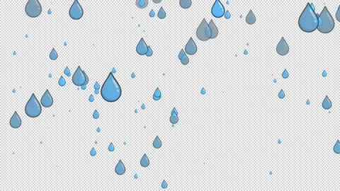 2D animation of raindrops. rain cartoon rain Alpha Stock Footage 312271981