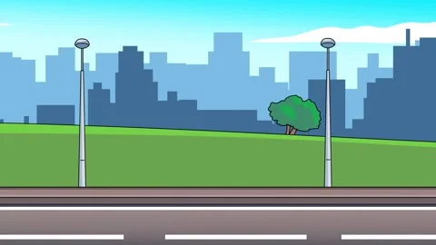 2d animation of a road with a side view and parallax effect. Stock Footage 300094482
