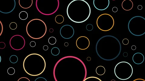 2D animation of rotating colourful circle shapes on black background Stock Footage 259838662