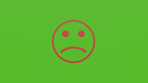 2d animation of a sad red smiley isolated on a green background Stock Footage 282661867