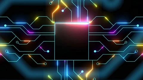 2D animation of shiny circuit boards and computer chips. Stock Footage 220841519