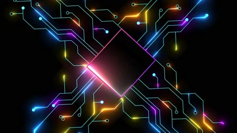 2D animation of shiny circuit boards and computer chips. Stock Footage 220920233