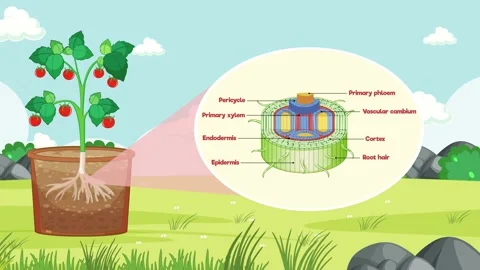 2D animation showing the internal root structure Stock Footage 234475877