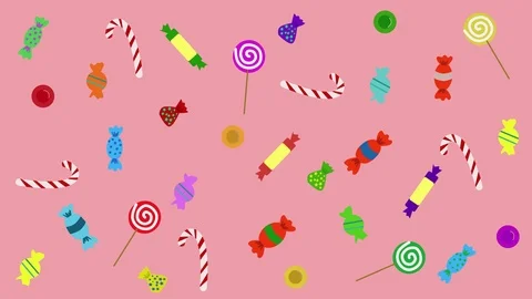 2D animation, sweet candies moving on pi... | Stock Video | Pond5