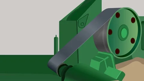 2D animation video of turbine working by belt from motor. Stock Footage 156519706