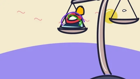 2D Animation Of A Weighing Scale Measuring Colorful Abstract Shapes Stock Footage 341373411