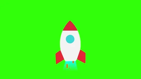 2d animation of a white and red rocket ship launching upward Stock Footage 329713735