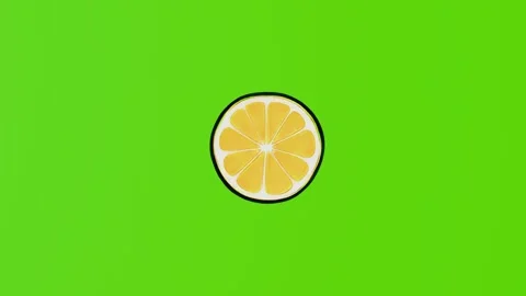 2d animation of a yellow lemon slice isolated on a green screen Stock Footage 282366525