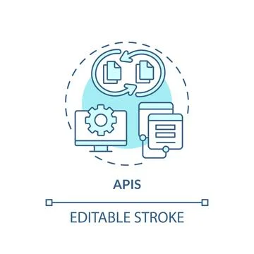 2D APIs concept linear icon Stock Illustration