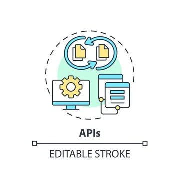 2D APIs concept linear icon Stock Illustration