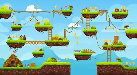 2d arcade game level map interface gui platforms Stock Illustration