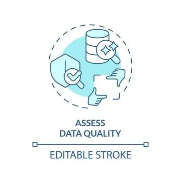 2D assess data quality concept linear icon Stock Illustration