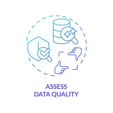 2D assess data quality concept linear icon Stock Illustration