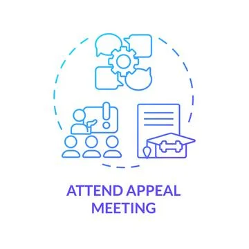 2D attend appeal meeting gradient thin line icon concept Stock Illustration