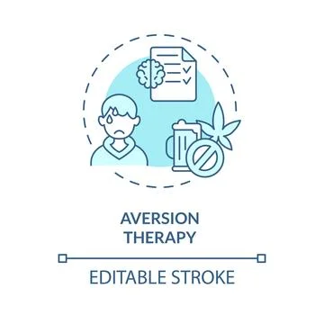 2D aversion therapy blue line icon concept Illustration