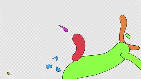 2d background animation of colourful stains transformation. Video clip with alph Video stock 301041697