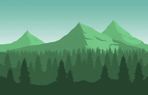2D Background (Forest and Mountains) Stock Illustration