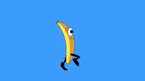 2d banane Animated Character on blue screen Stock Footage 242740670