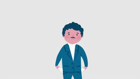 2D Bankrupt Man Animation Alpha Channel Stock Footage 287770096