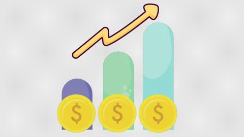 2D Bar Chart and Drop Coin Animation Alpha Channel 스톡 동영상 332014594