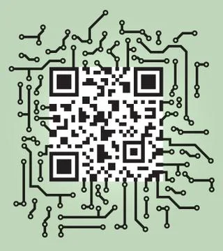 2D-barcobe, Qr-code with PCB-board design Stock Illustration