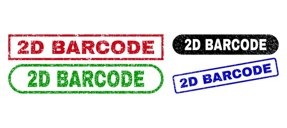 2D BARCODE Rectangle Stamp Seals Using Unclean Texture 스톡 일러스트