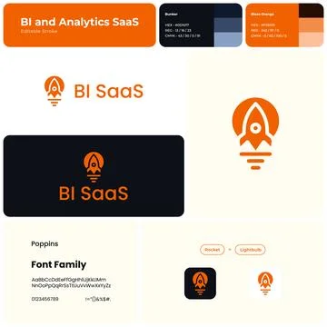 2D BI and analytics SaaS brand template with unique logo Stock Illustration