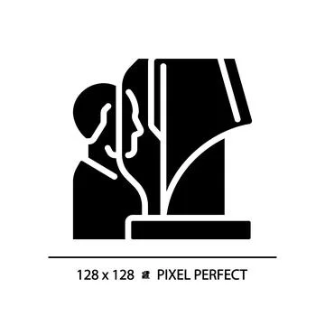 2D black glyph style computerized eye testing icon Illustrazione stock