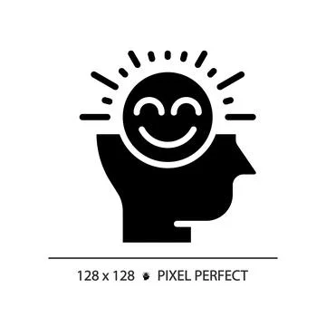 2D black glyph style positive thinking icon Stock Illustration