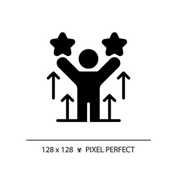 2D black glyph style self motivation icon Stock Illustration