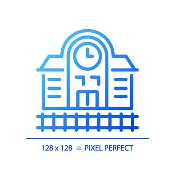 2D blue gradient thin line railway station icon Stock-Illustration