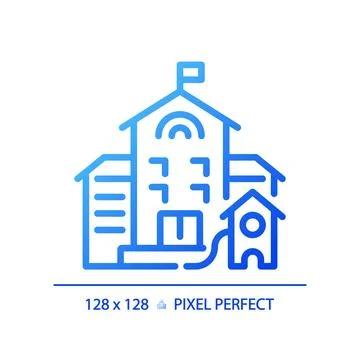 2D blue gradient thin line building with flag icon Ilustración de archivo