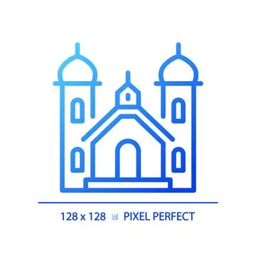 2D blue gradient thin line religious building icon Ilustración de archivo