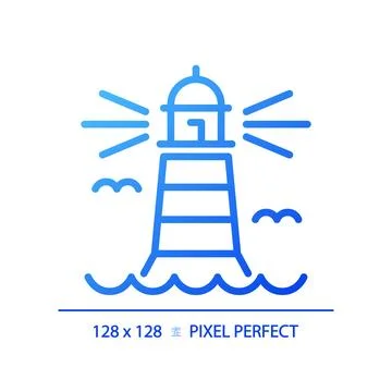 2D blue gradient thin line lighthouse icon Stock Illustration