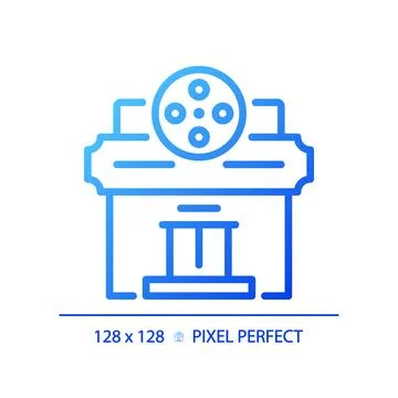 2D blue gradient thin line theater icon Ilustración de archivo