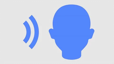 2D Blue Human Head Listening Sound Wave 4K Loop Alpha Stock Footage 338169585