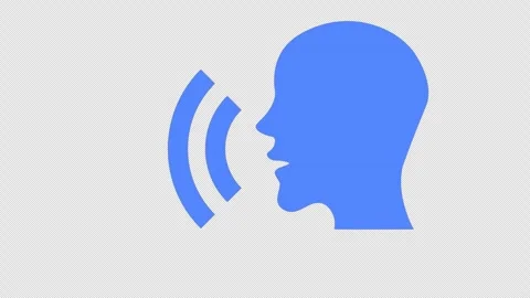 2D Blue Human Profile Speaking Voice Sound Wave 4K Loop Alpha Video stock 338169588