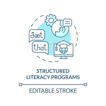 2D blue icon structured literacy programs concept Stock Illustration