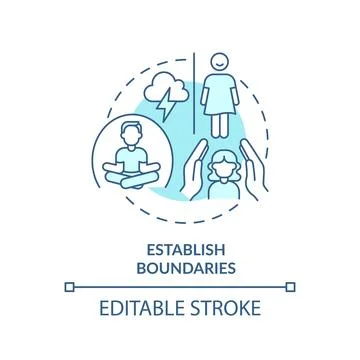 2D blue line icon establish boundaries concept Stock Illustration