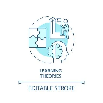 2D blue line icon learning theories concept Stock Illustration