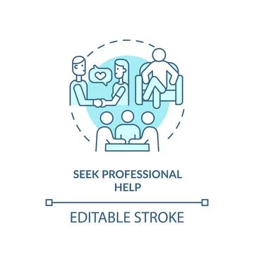 2D blue line icon seek professional help concept Stock Illustration