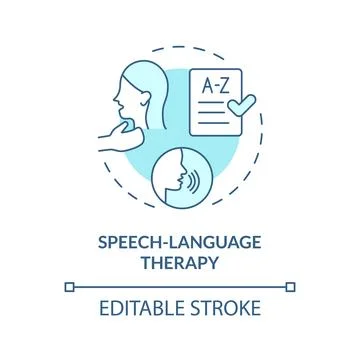 2D blue line icon speech language therapy concept 스톡 일러스트