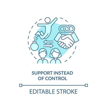 2D blue line icon support instead of control concept Stock Illustration