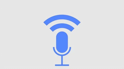 2D Blue Microphone Voice Recognition Icon 4K Loop Alpha Stock Footage 338169902