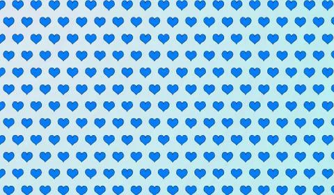 2d blue pattern of cartoon hearts on isolated background Stock Illustration