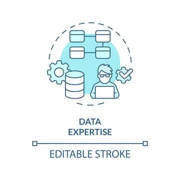 2D blue thin line data expertise icon concept Stock Illustration